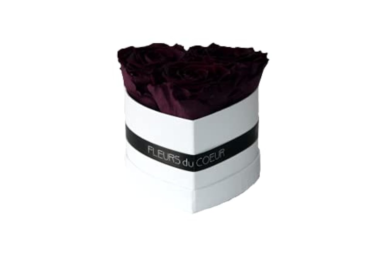 FLEURS du COEUR • Caja de rosas con corazón 3 (blanco) – 3 rosas Infinity (Plum) | Caja de flores con rosas conservadas • Flores de corazón. BxL3iXVI