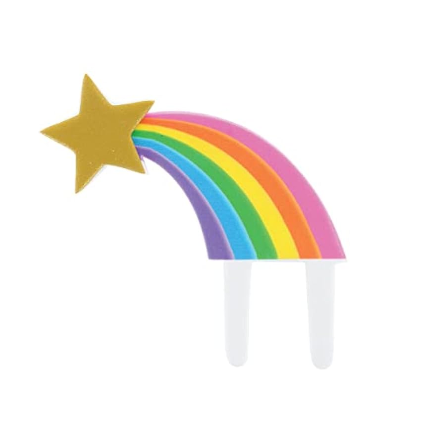 CULPITT Rainbow Shooting Star Cake Topper, paquete de 1, decoración de pastel de pasta de goma para pastel de cumpleaños con temática de arco iris, decoración que ahorra tiempo 0XHZl9aN