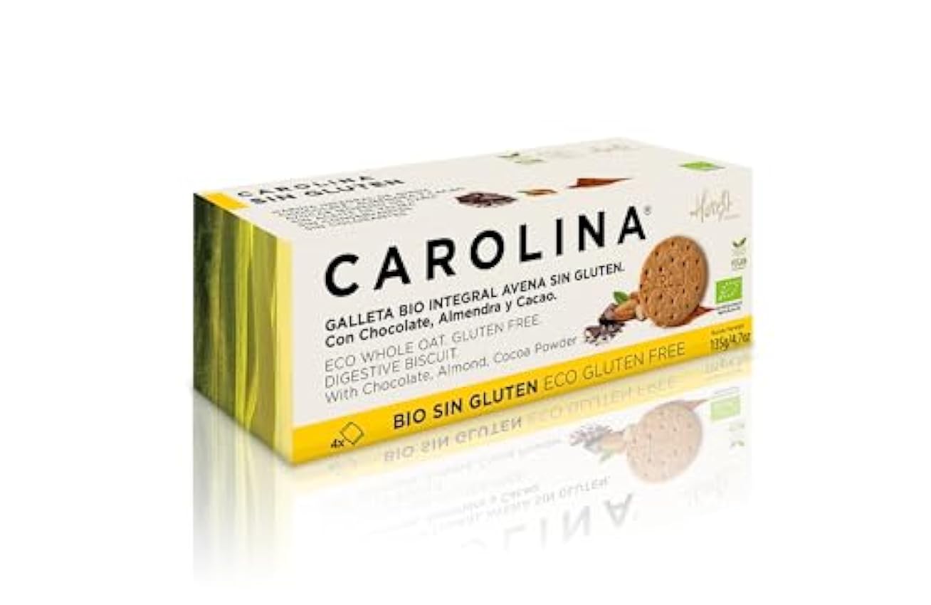 Carolina Honest - Galletas Sin Gluten - Bio Avena Integral Digestive con Chocolate, Almendra y Cacao (pack de 4) - Vegana 2EkppaxE
