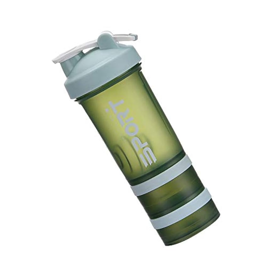 DERCLIVE Botella de la coctelera de proteína portátil suplemento mezclador taza con almacenamiento en polvo para correr ciclismo fitness DbdR1yLm