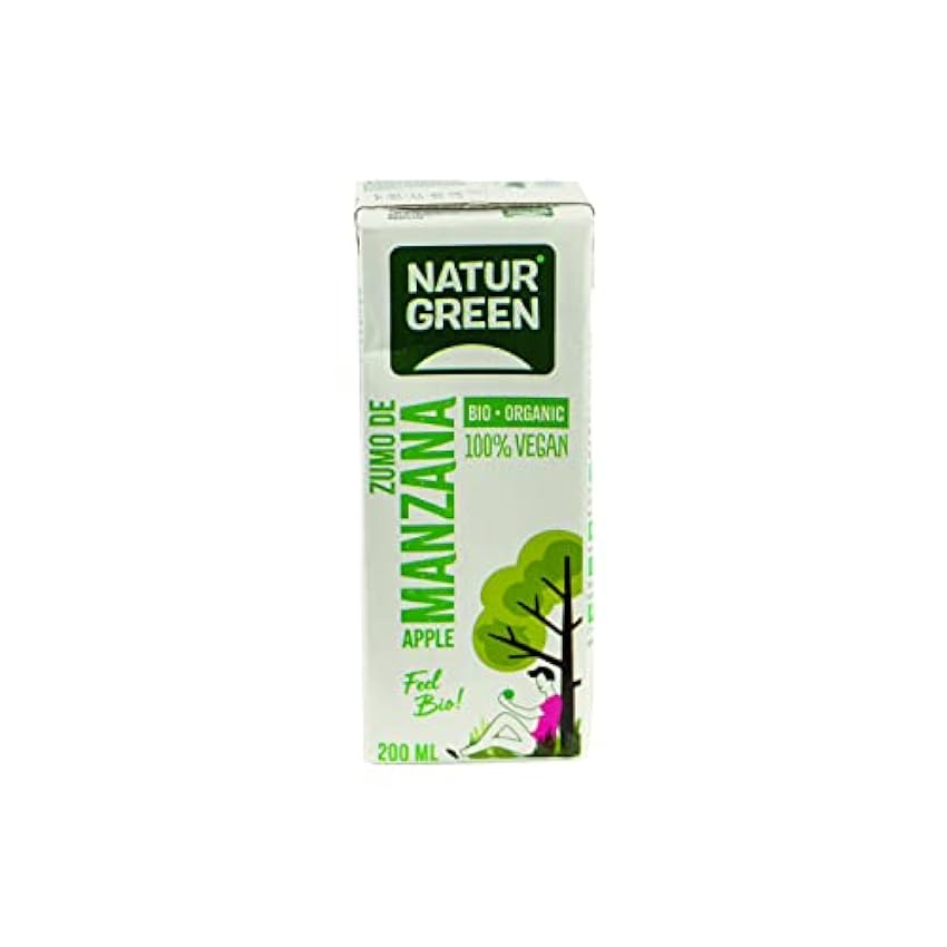 NaturGreen - Zumo de Manzana, Bebida de Frutas Ecológica, Ingredientes Agricultura Ecológica - Pack 24 unidades F5EtXKtV