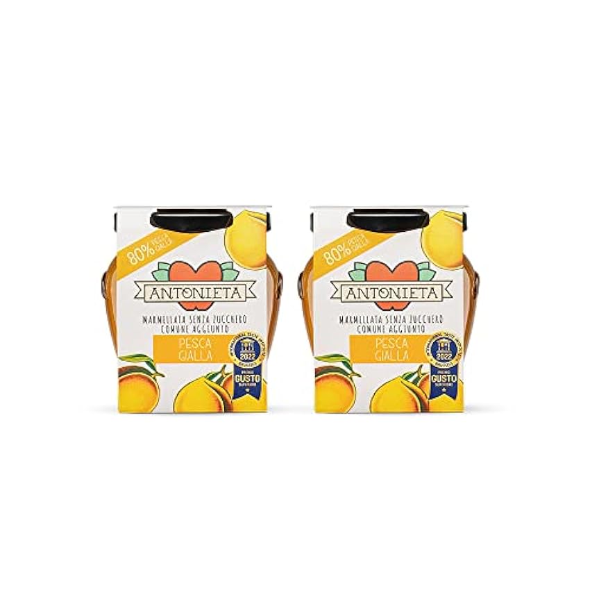 Pack 2 Mermeladas de Melocotón - Premiada Internacionalmente en Inglaterra y Bruselas - Mermelada 100% Fruta - Hecha a Mano en España - Sin Azúcares Añadidos - 2 x 230 G 11chT77g