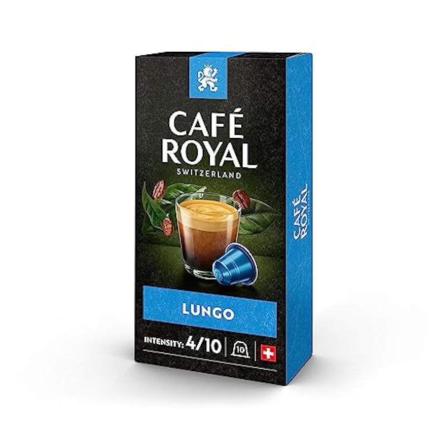 Café Royal Lungo 100 Capsules en Aluminium Compatibles avec le Système Nespresso (R)*; Intensité: 4/10; (Lot de 10X10) Ac74jA2Z