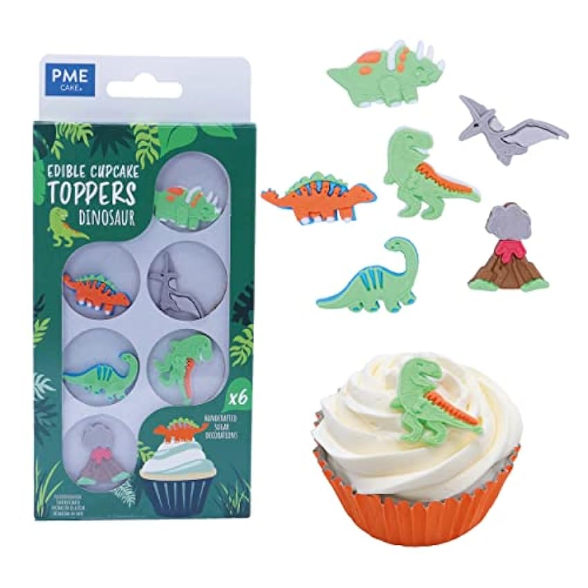 PME - Decoraciones de Azúcar para Cupcakes, Dinosaurio, Paquete de 6 EPJvpGn9