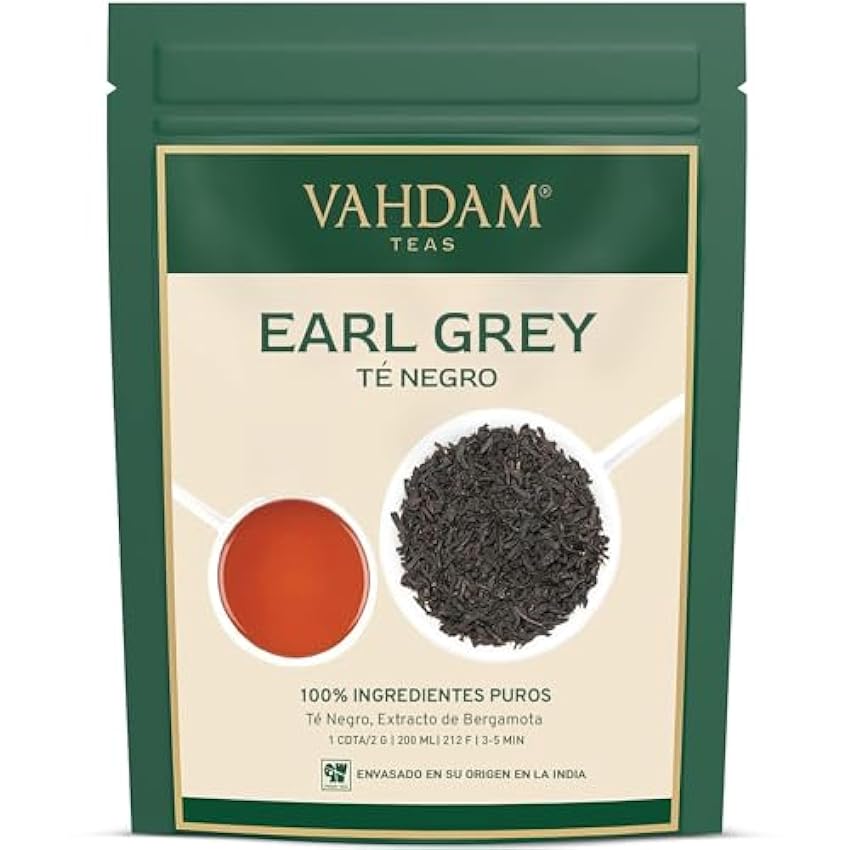 VAHDAM, Hojas de Té Negro Earl Grey (340 g/170+ tazas) 