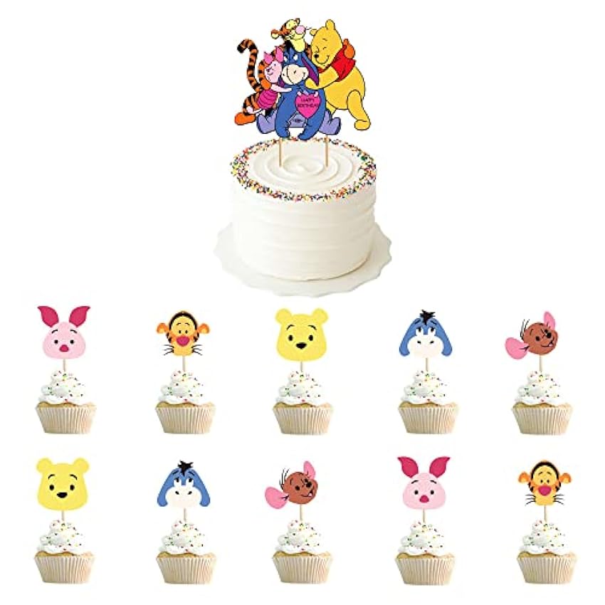 Norinoya 11 adornos para cupcakes Winnie para decoració