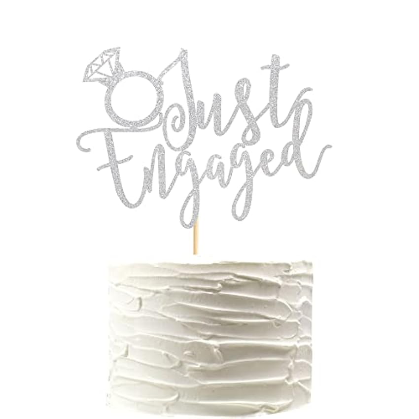 Arthsdite Just Engaged - Decoración para tartas para decoraciones de fiesta de compromiso, letrero de anillo de compromiso, decoración para tartas de despedida de soltera, purpurina dorada aDnWzGBC