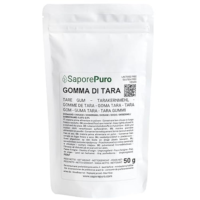 Saporepuro Harina de semilla de Tara - Goma de tara 50 g - Ideal para Helados y Sorbetes - 100% Pura 4RHPe9b4