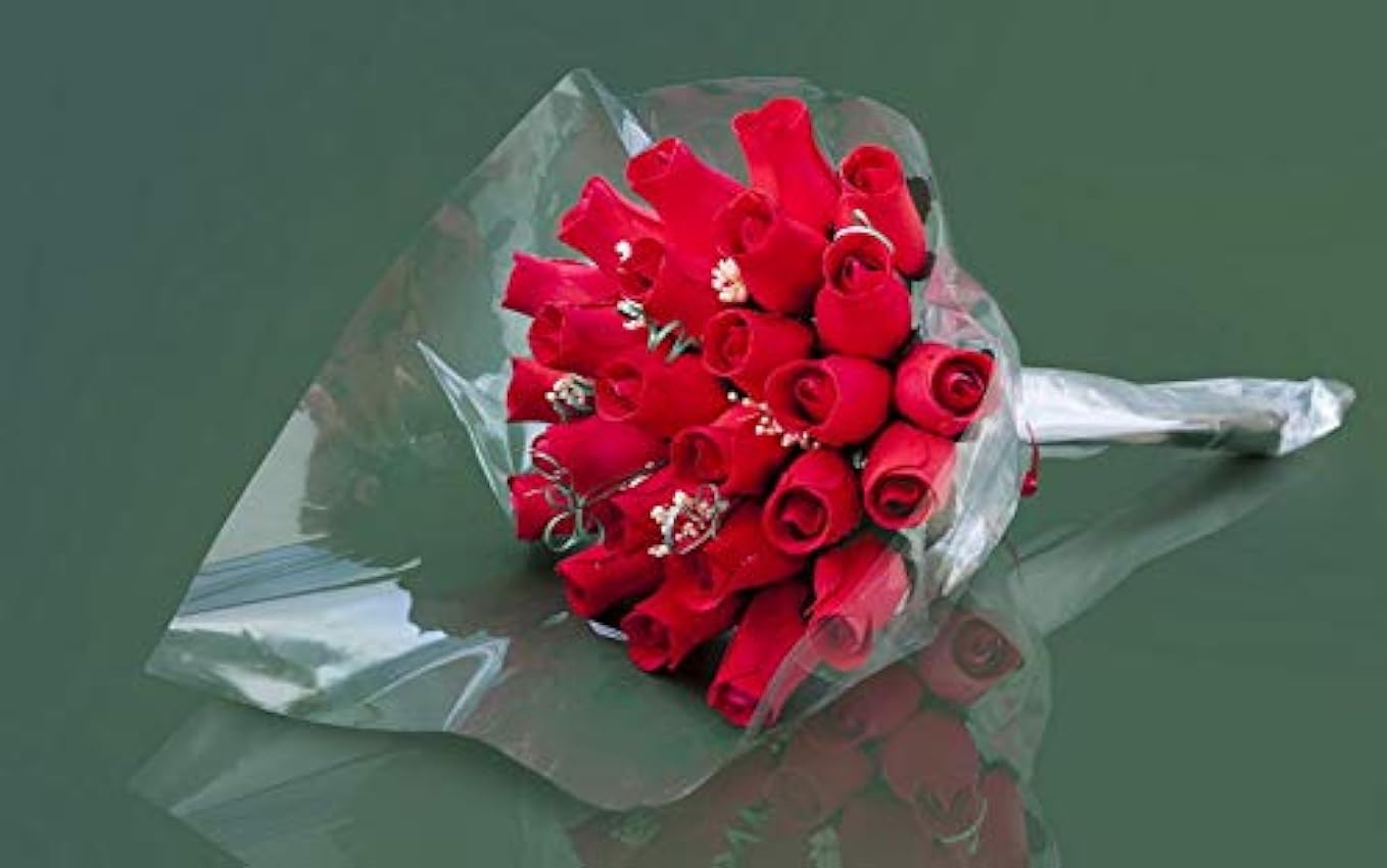 Rosas de madera rojas | Ramo de Kara | bonito regalo para cualquier ocasión (24 rosas) e6C9huR9