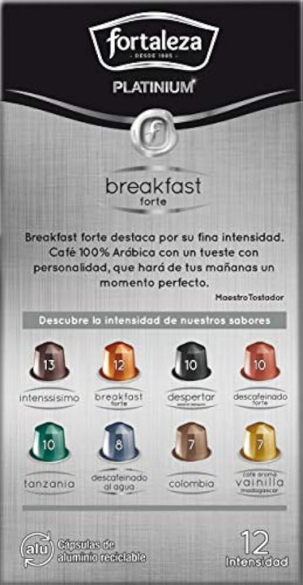 Café Fortaleza Platinium - Cápsulas Compatibles con Nespresso, de Aluminio, Sabor Breakfast Forte, Intenso, 100% Arábica, Tueste Natural, Pack 8x10 - 80 uds CokKVuyH