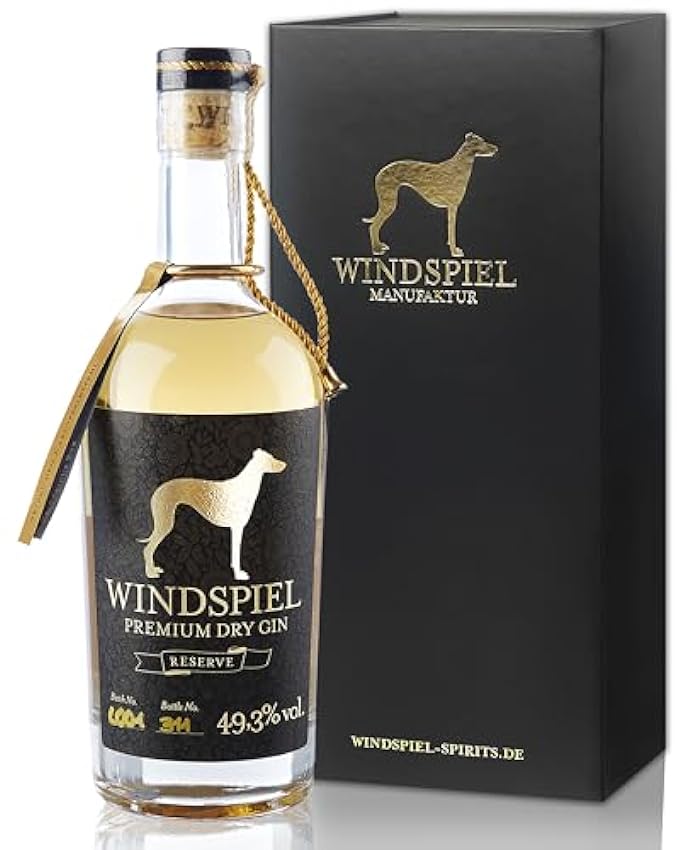 Windspiel Premium Dry Gin Reserve 49,3% Vol. 0,5l in Holzkiste DEaS7Vyf