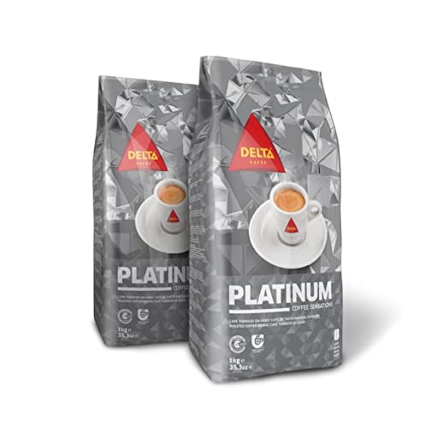Delta Cafés - Café en Grano Platinum - 2 Paquetes de 1 