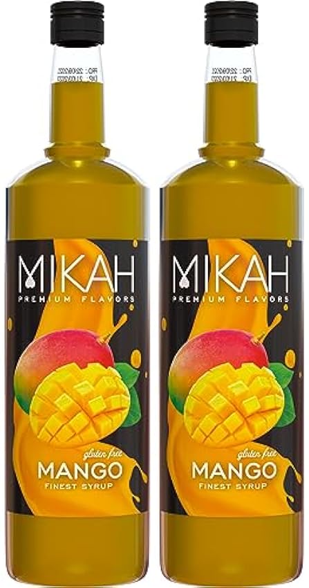 Mikah - Premium Flavors - Mango x2 | Jarabe para bebidas y postres | Uso profesional | 2 botellas de 1 litro (2 x 1000 ml) 63pIgSw7