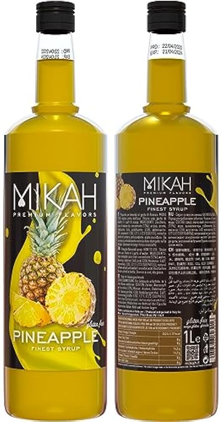 Mikah - Premium Flavors - Piña (piña) x2 | Jarabe para bebidas y postres | Uso profesional | 2 botellas de 1 litro (2 x 1000 ml) ec4Mxnr9