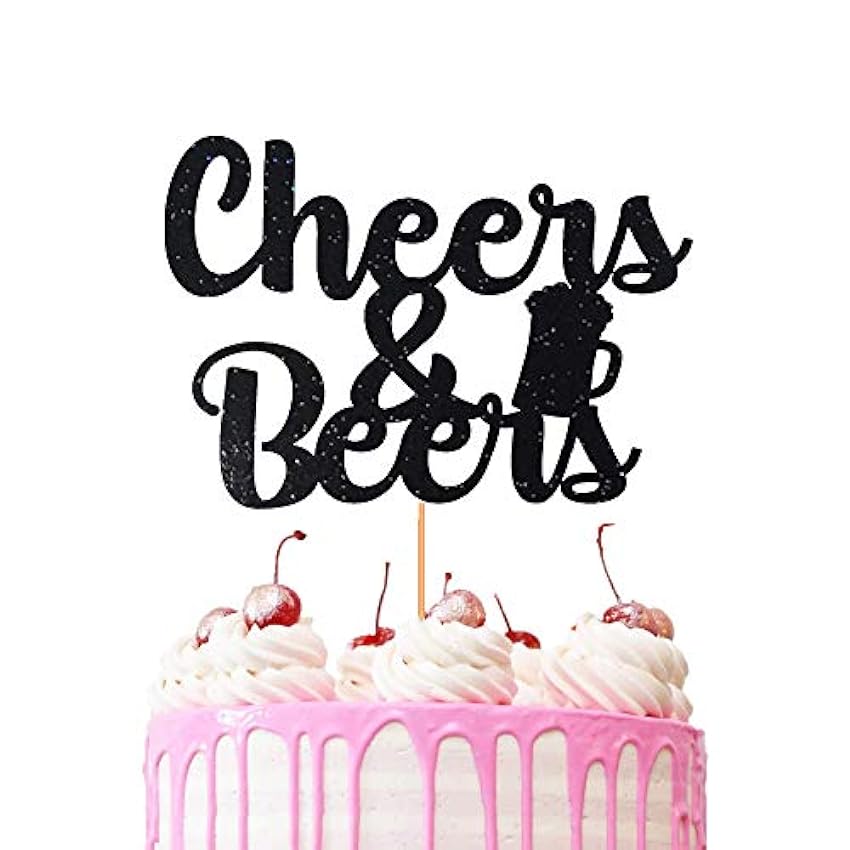 Cheers & Beers - Decoración para tartas (cartulina con brillantina), color negro ELiA2N9E