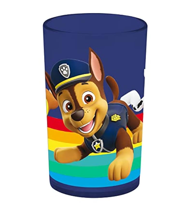 p:os 29964049 Paw Patrol - Vaso para niños con diseño de la Patrulla Canina, taza de plástico reutilizable con aprox. 250 ml de capacidad, recipiente para bebidas frías Eye1Vhcg