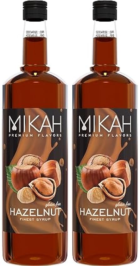 Mikah - Premium Flavors - Hazelnut (Nuece) x2 | Jarabe para bebidas y postres | Uso profesional | 2 botellas de 1 litro (2 x 1000 ml) 7KJpIyi5
