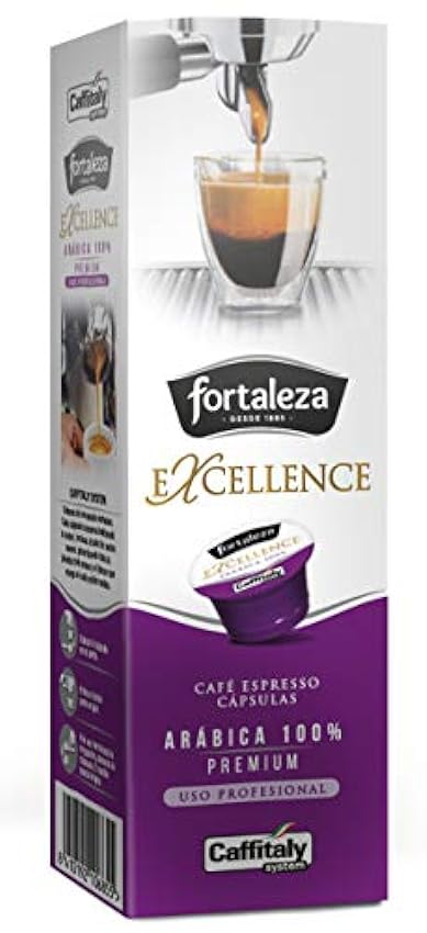 Café Fortaleza Excellence - Cápsulas Compatibles con Caffitaly, Aroma Cítrico, Especial Espresso, 100% Arábica, Uso Profesional, Pack 8 x 10 - Total 80 uds AZUvFRj8