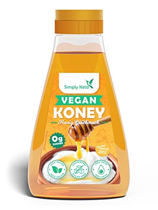 Simply Keto Koney - Miel vegana sin azúcar con vitamina B12 - Sólo 1,5g Kcal y 0g de carbohidratos netos por 100g - Endulzado con eritritol/Stevia - Low Carb & Keto Suitable fi60LOpG