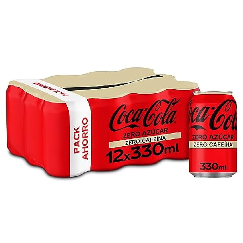 Coca-Cola Zero Azúcar Zero cafeína - Refresco de cola sin azúcar, sin calorías, sin cafeína - Pack 12 latas 330 ml dLE75rAx
