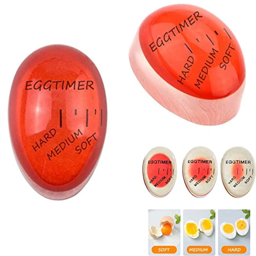 2 Uds Eggtimer,Huevos Cambiar Color de Huevos Temporizados,Seguro No tóxico y Durable,Temporizador de Huevos Cocidos Para El Desayuno DUFSsRus