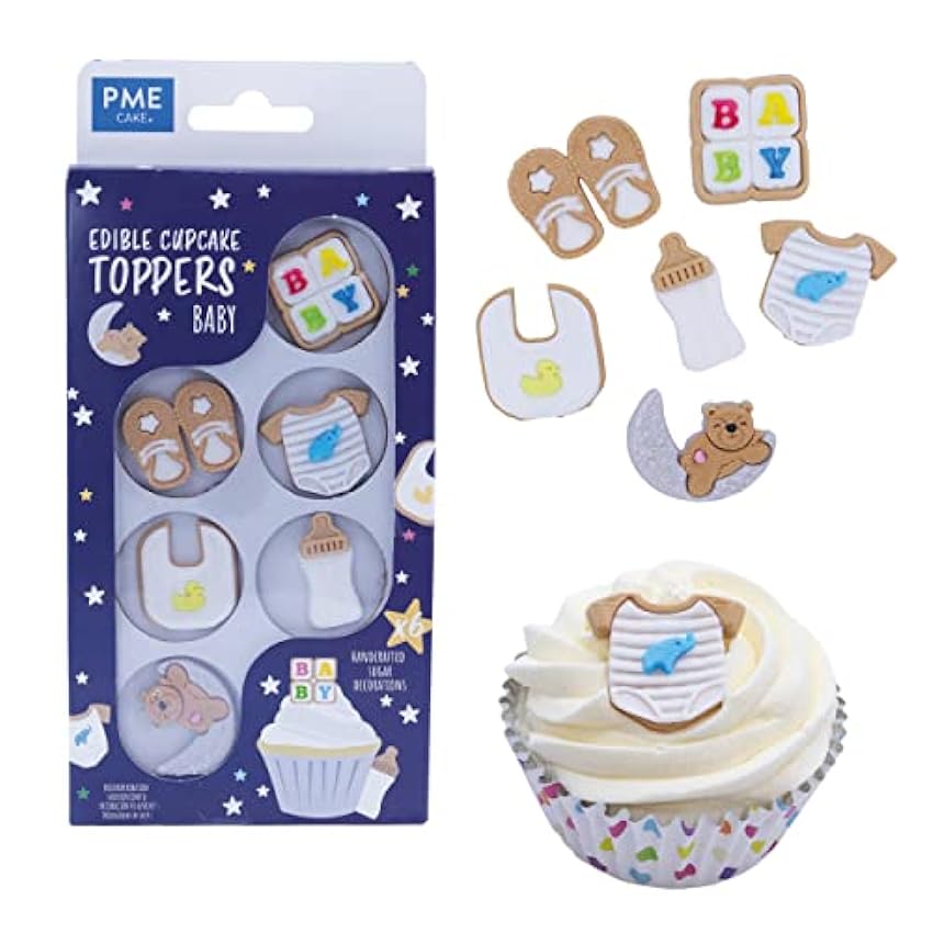 PME - Decoraciones de Azúcar para Cupcakes, Bebé, Paquete de 6 EMZcYXyB