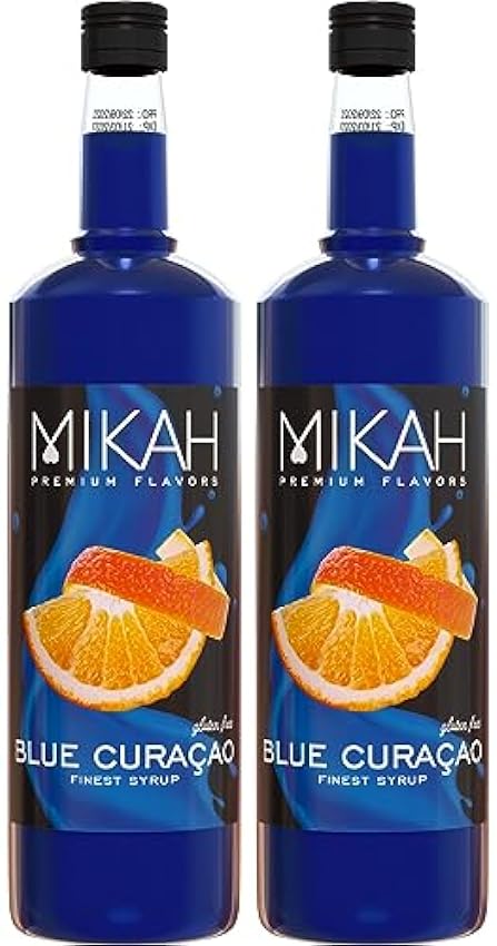 Mikah - Premium Flavors - Blue Curacao x2 | Jarabe para bebidas y postres | Uso profesional | 2 botellas de 1 litro (2 x 1000 ml) 6Vu7QGus