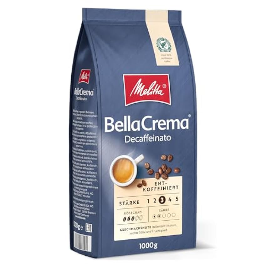 Melitta BellaCrema Decaffeinato - Granos de café entero