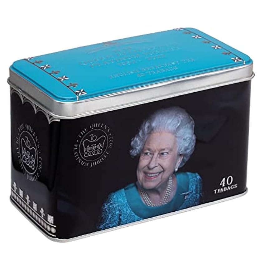 Boîte à thé commémorative Queen Elizabeth II Jubilee 2022 avec 40 sachets de thé English Breakfast BmwTXceZ