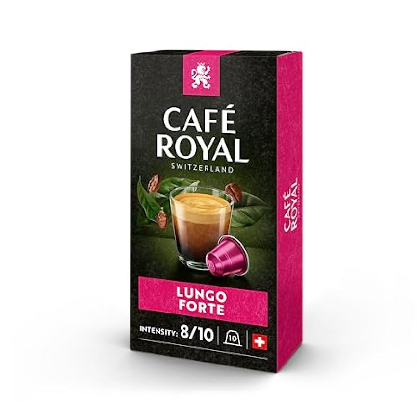 Café Royal Lungo Forte - Cápsulas para cafetera Nespresso (100 unidades, intensidad 8/10, certificado UTZ, de aluminio) 9e7Rr9t5