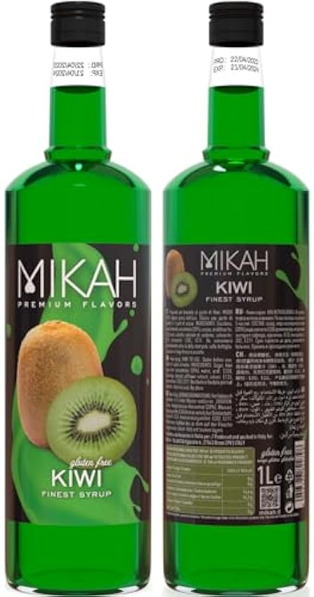 Mikah - Premium Flavors - Kiwi x2 | Jarabe para bebidas y postres | Uso profesional | 2 botellas de 1 litro (2 x 1000 ml) eNfXrt0e