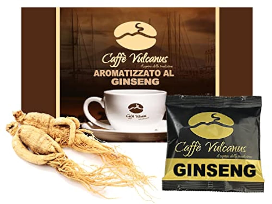 Caffè Vulcanus - 50 monodosis de café aromatizado ESE44 - Café con sabor a ginseng cve1uk0h