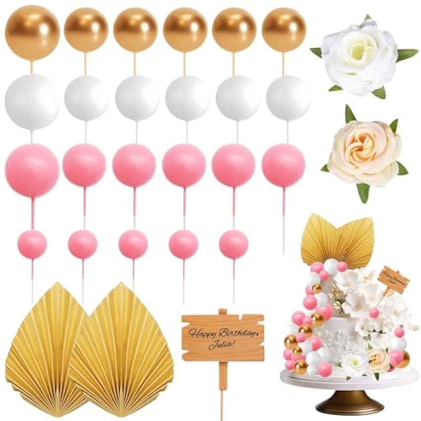 iZoeL Decoración para tartas de cumpleaños, baby shower, color rosa CcBiyazv