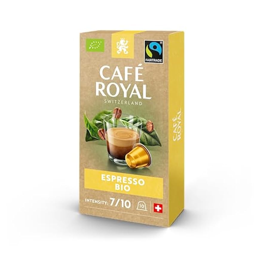 Café Royal Espresso Bio 100 Cápsulas para cafetera Nespresso - Intensidad 7/10 - Cápsulas de café con certificación UTZ de aluminio 4bHBhqGY