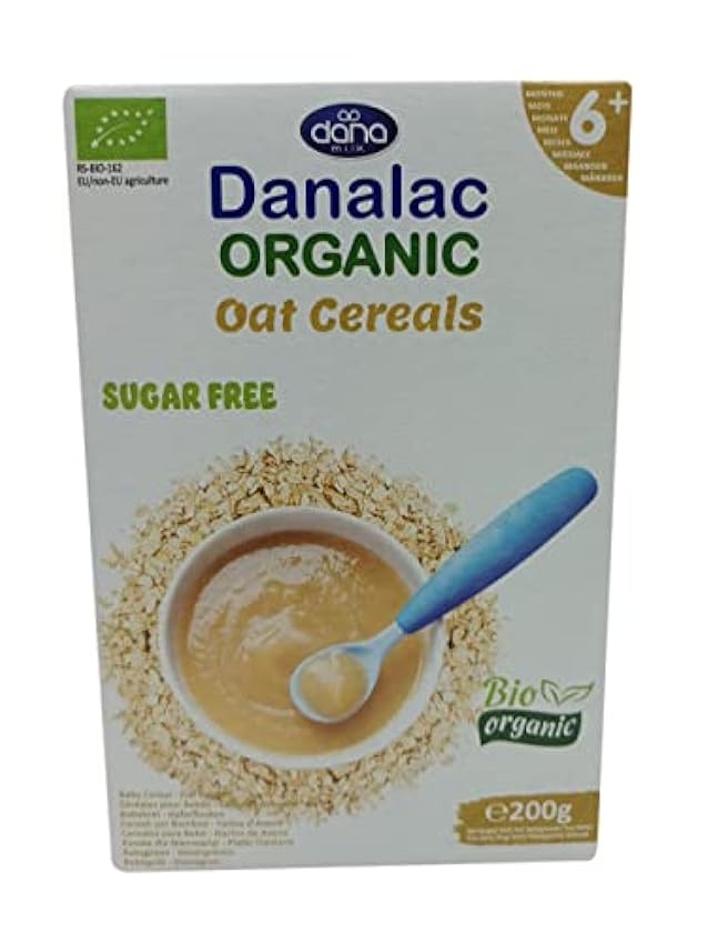 DANALAC Organic Avena Baby Cereal 200 Gramos Papilla Sin Azúcar 6 Meses Plus (Paquete de 1) 3BLe7BKg