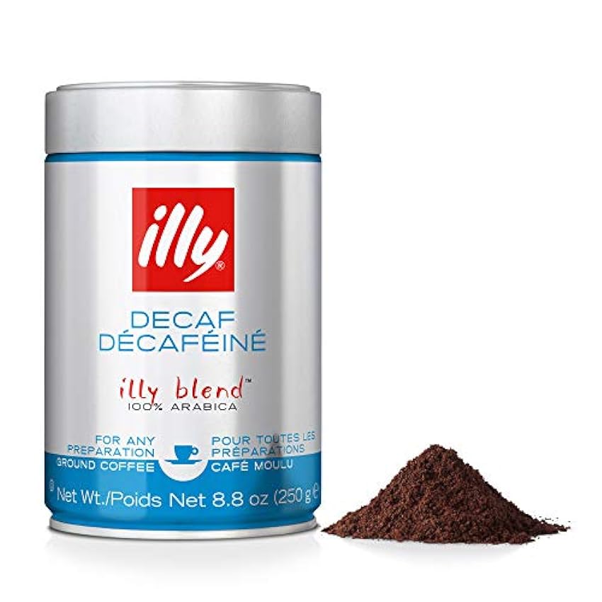 illy Caffe Decaffeinated Ground Coffee (Medium Roast, Green Band) Coffee, 8.8-Ounce Tins (Pack of 2) 3bE2sMjC