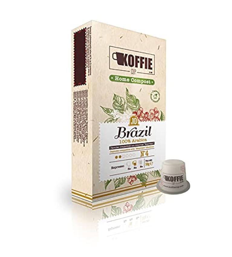 Koffie Cup Brazil 40 Cápsulas compostables de café comp