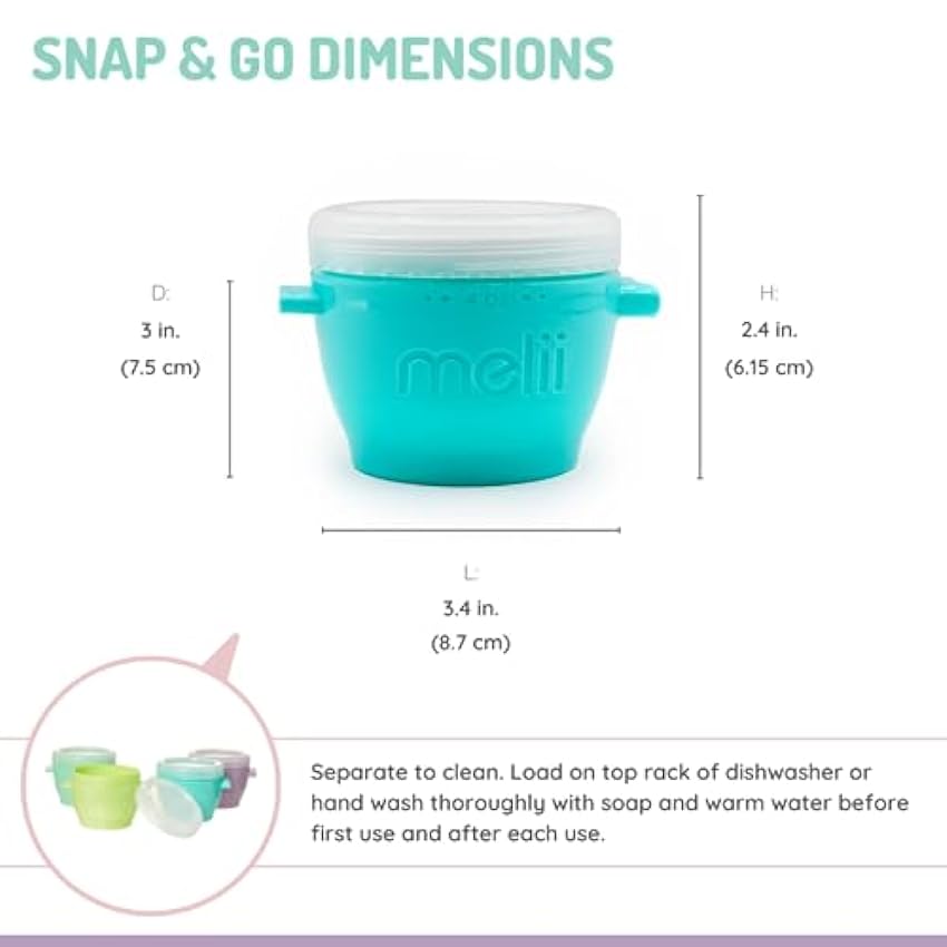 melii 100% silicona Snap & Go Pods (4 oz) – Juego de 4 piezas 0EOl4njN