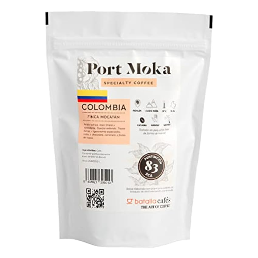 Café Port Moka - Café Colombia Finca Mocatan (SCA 83) - Café Grano Tueste Natural | Café Especialidad | Café en Grano Arábica 100% | Paquete de 250 gr Ds8f09Oo