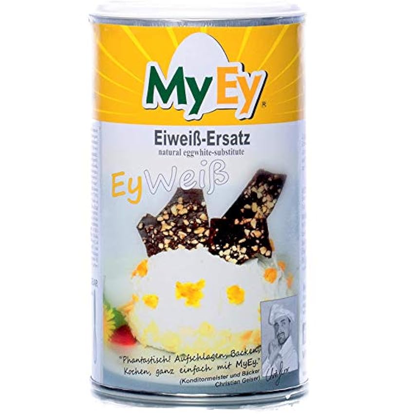 MyEy Eyweiß - Sustituto de proteínas, vegano, natural y totalmente batible, con proteínas vegetales, sin gluten, 1 unidad (1 x 200 g) 296p3Gy3