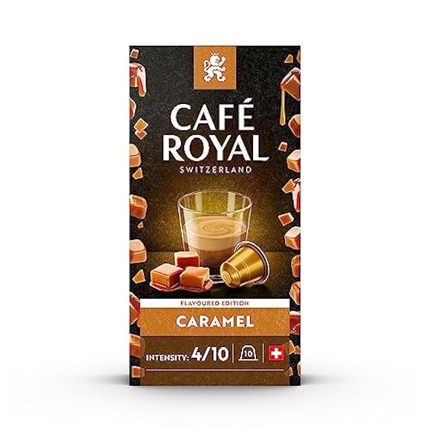 Café Royal Flavoured Edition Caramel 100 Capsules en Aluminium Compatibles avec le Système Nespresso (R)*; Intensité: 4/10; (Lot de 10X10) 6YankET3