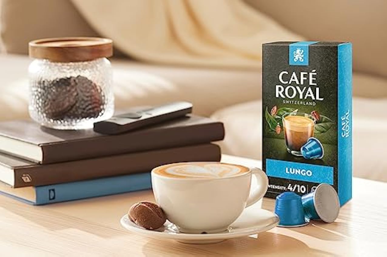 Café Royal Lungo 100 Capsules en Aluminium Compatibles avec le Système Nespresso (R)*; Intensité: 4/10; (Lot de 10X10) Ac74jA2Z
