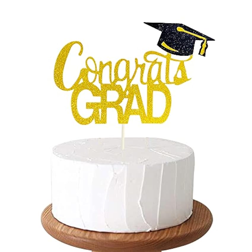 GotGala Felicidades Grad Cake Topper dorado Glitter Gra