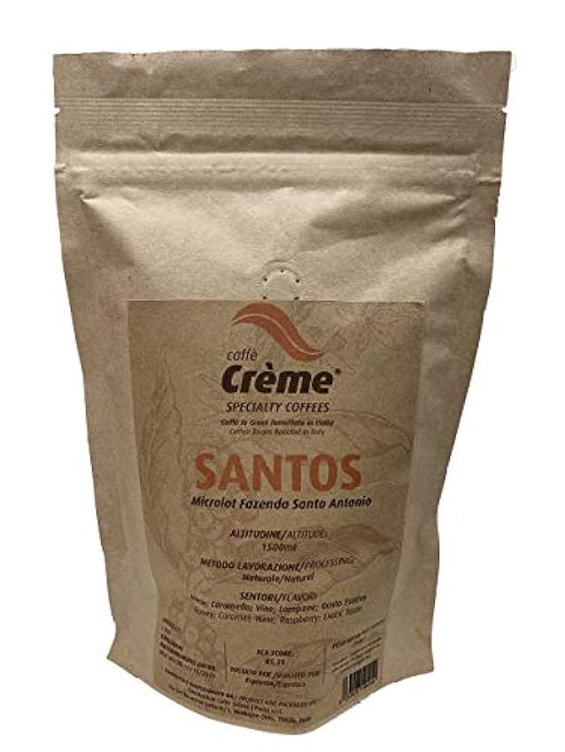 Specialty Coffee Caffè Crème - SANTOS Microlot Fazenda Santo Antonio - 100% Arabica - Tostado: Espresso - 250 g de granos de café F5twltgO