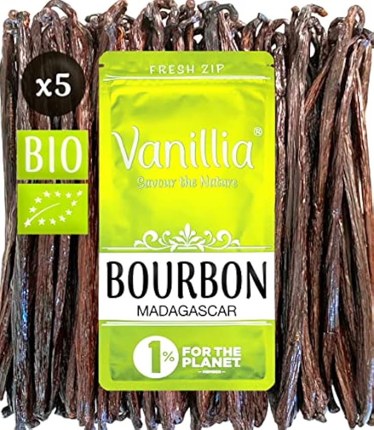5 vainas de Vainilla organica Bourbon de Madagascar efA