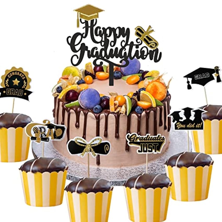 25 adornos para tartas de graduación, decoración para tartas de graduación 2023, decoración para cupcakes de graduación clase de 2023, suministros de decoración para tartas de graduación FBtcp4HC