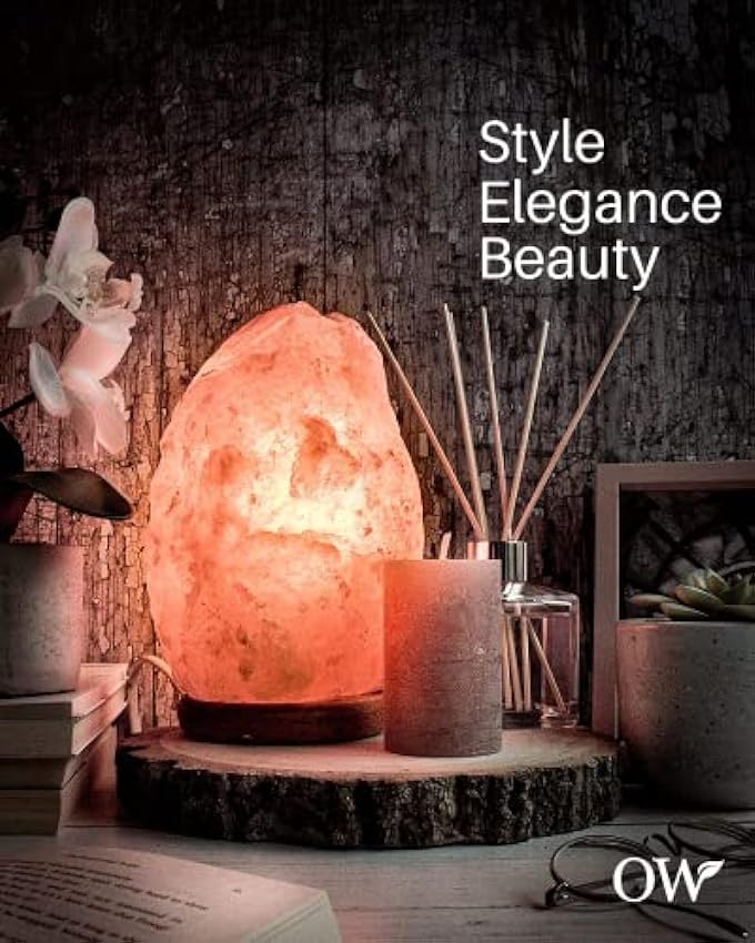 Organic Wonders Lámpara original de sal de roca del Himalaya 100% pura rosa (2-3 kg) | Brillo relajante relajante | Decoración natural | Auténtico cristal rosa 7Qy552SU