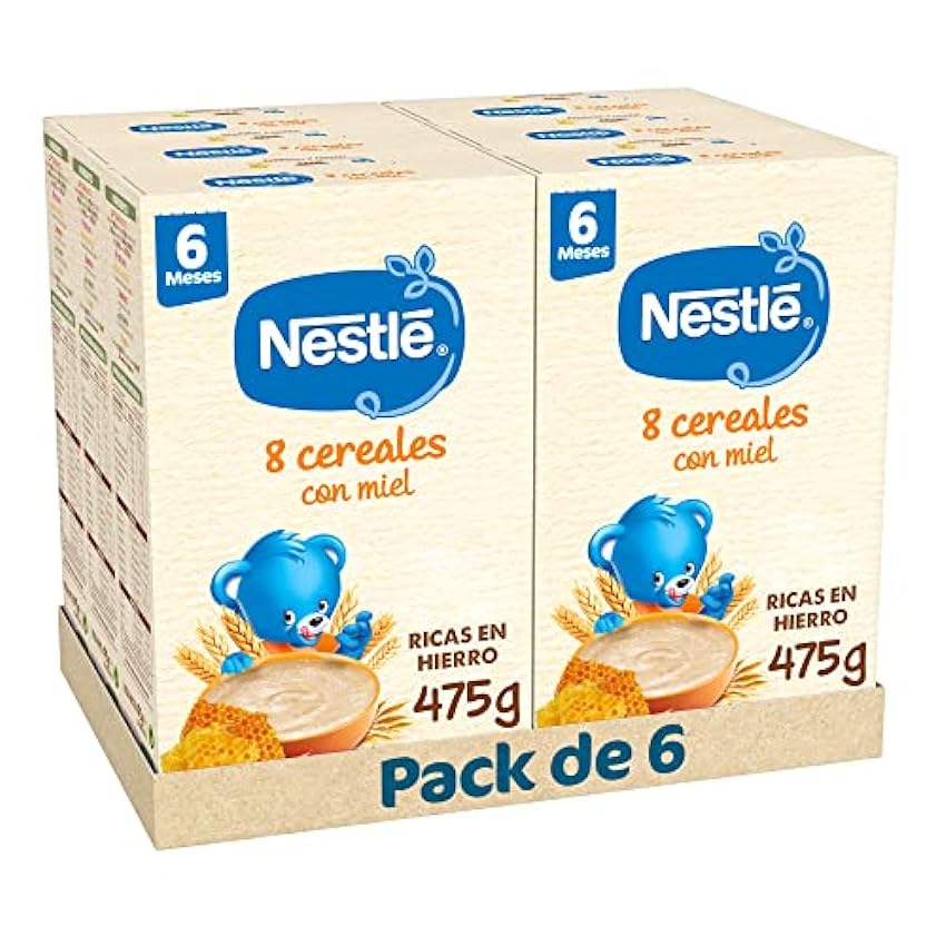 Nestle Papilla 8 Cereales con Miel, 6 Paquetes de 475g 