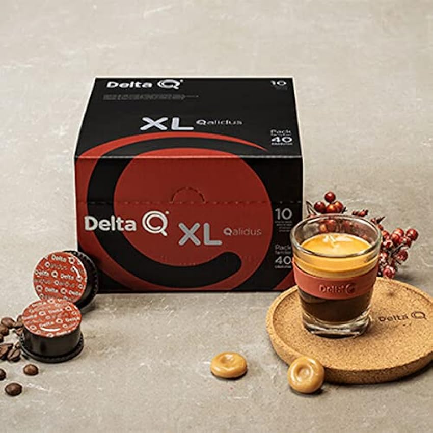 Delta Q - Cápsulas de Café Molido Qalidus - Espresso Intenso con Notas de Caramelo - Intensidad 10 - Molido Natural - 40 Cápsulas 9x8EQmZ3