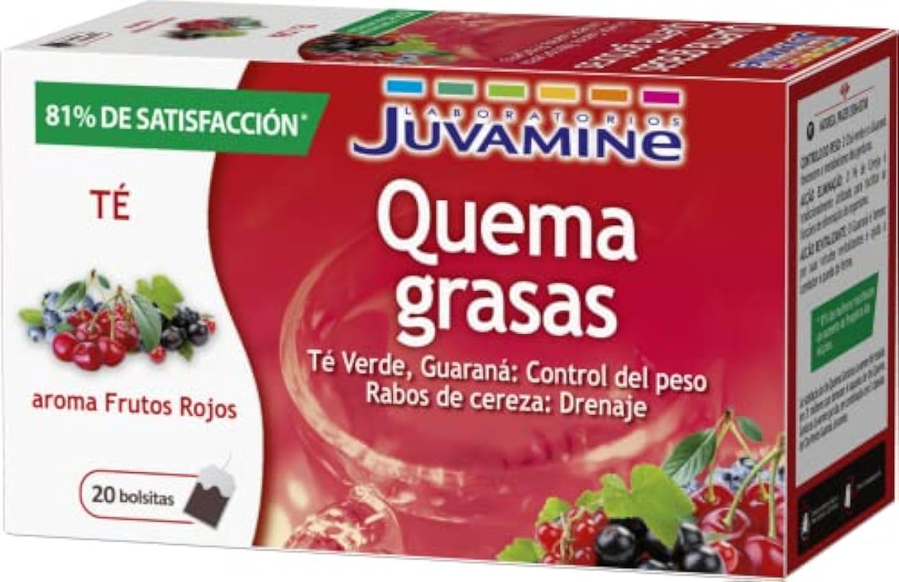 JUVAMINE - Té Quema Grasas - Sabor Frutos Rojos - 20 Bo